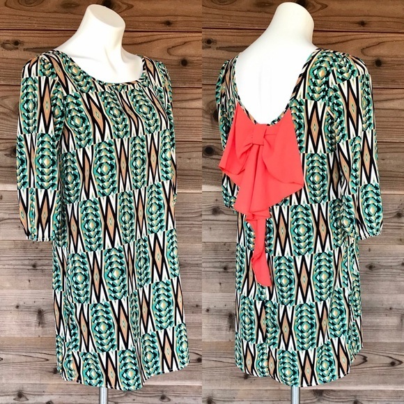 My Story 3/4 Sleeve Low Bow Back Dress Size Small - Picture 1 of 8